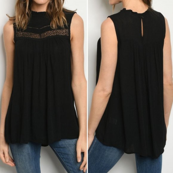 BLACK TUNIC TOP - Picture 1 of 4